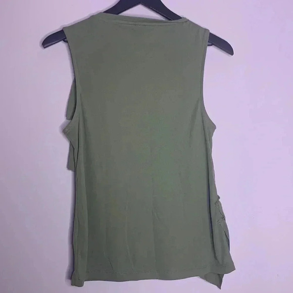 J.Crew Drapey Ruffle Tank Top Green Sleeveless Shirt Size Small - Picture 7 of 7